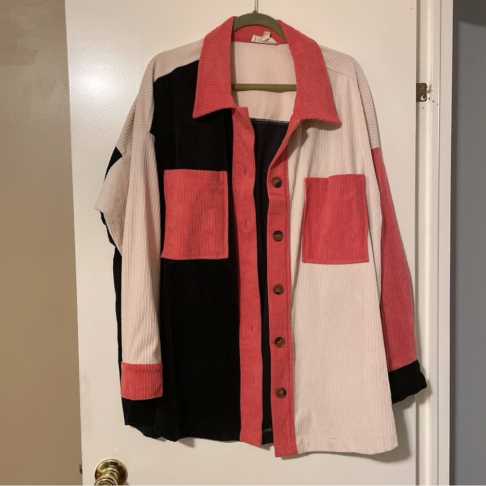 eesome Pink Black & Cream Shacket Size XL